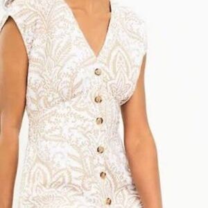 Loft Floral Button Flare Dress